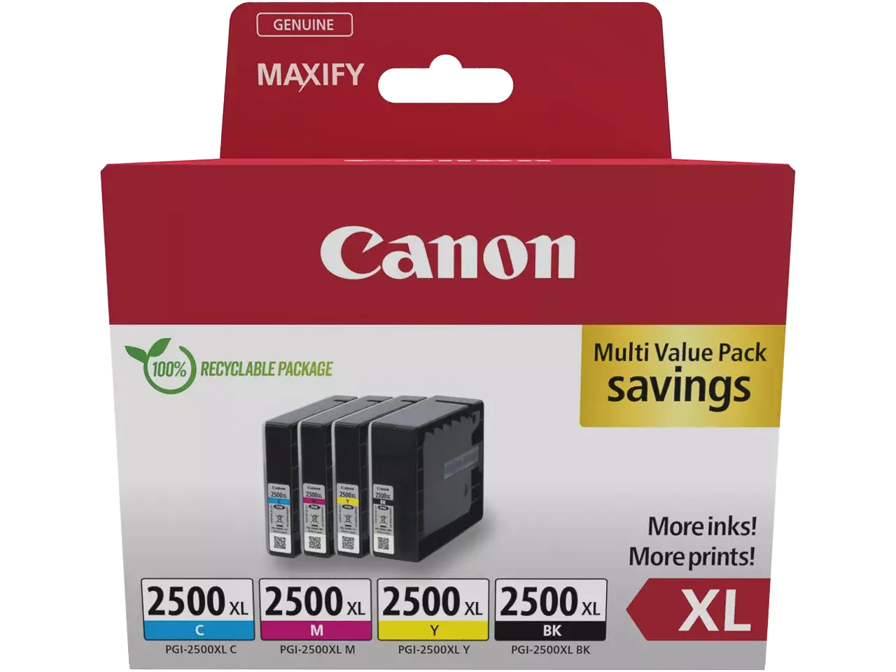 Canon PGI‑2500XL 4er‑Set (BK | C | M | Y) – XL‑Reichweite für professionelle MAXIFY‑Farbdrucke-0
