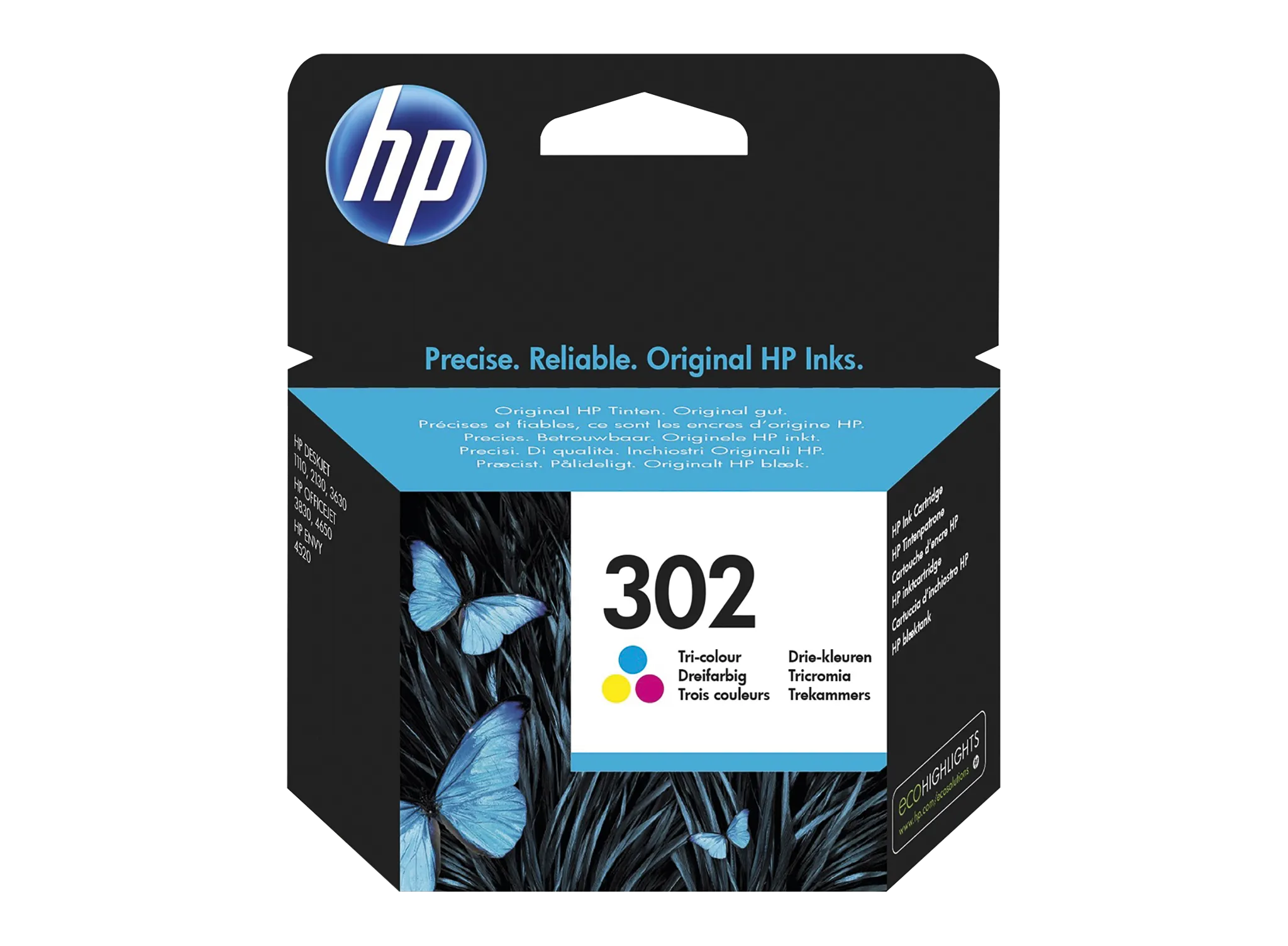 HP 302 Color Druckerpatrone (F6U65AE) – Original Tinte in Cyan/Magenta/Gelb für brillante Farbdrucke