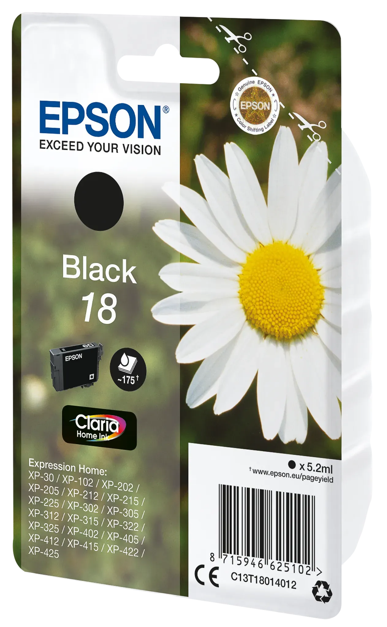 EPSON 18 / T1801 Schwarz Druckerpatrone – Original Claria Home Ink für langlebige Texte & brillante Fotos