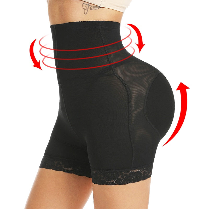 Women High Waist Lace Butt Lifter Body Shaper Tummy Control Panties Boyshort ASS Pad Shorts Hip Enhancer Shapewear-0