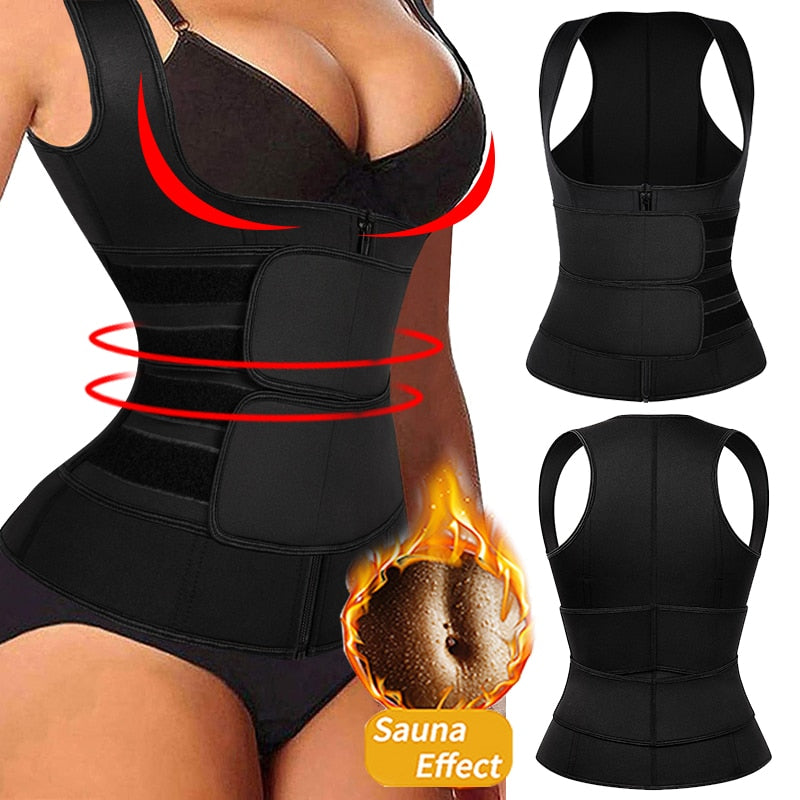 Womens Waist Trainer Corset Vest Sauna Sweat Suit Compression Shirt Slimming Body Shaper Workout Tank Tops Weight Loss Shapewear-0